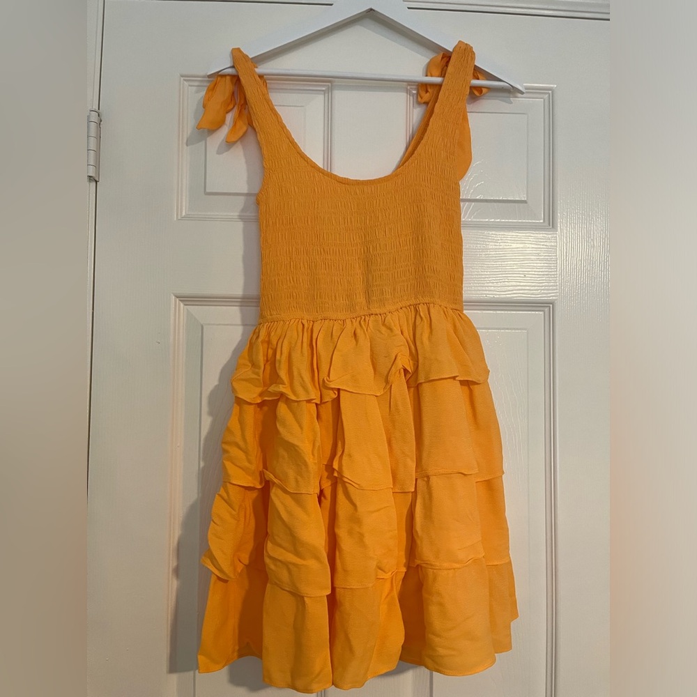 Oliviaceous Tangerine Ruffle Dress - Sz Sm - NWT